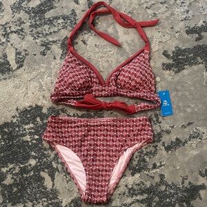 Cupshe Red and White Geometric Bikini